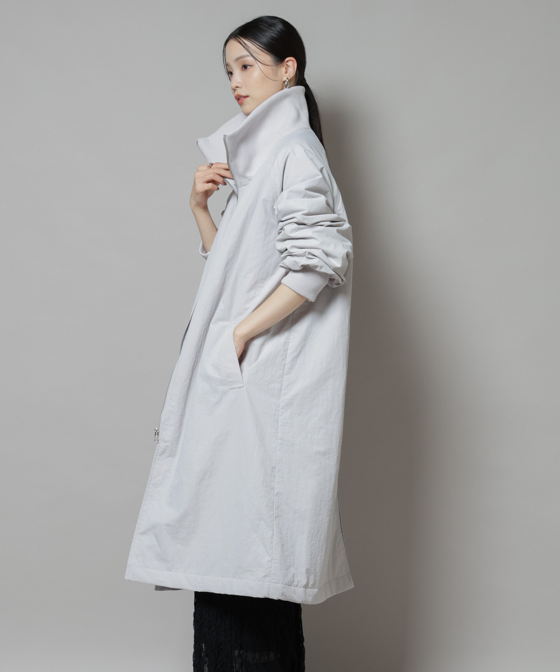 nano･universe「撥水加工・機能中綿 ジップアップリブロングコート」|その他|