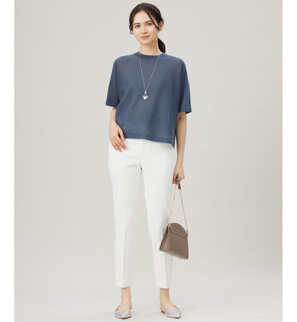 自由区「【アンサンブル対応・洗える】ドライシアーファインゲージクロップド丈 ニット」|ニット・セーター|