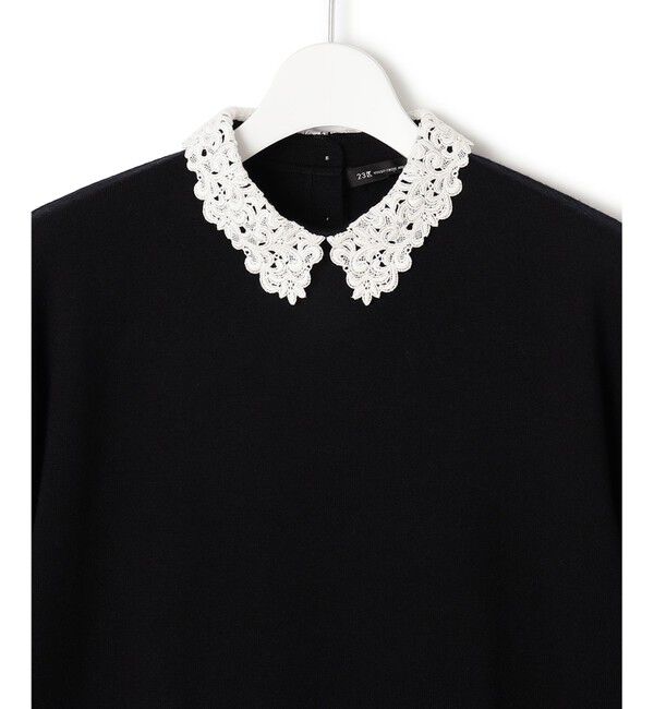 23区「【洗える】エンブロイダリー フラワーレースコンビ ニット」|ニット・セーター|