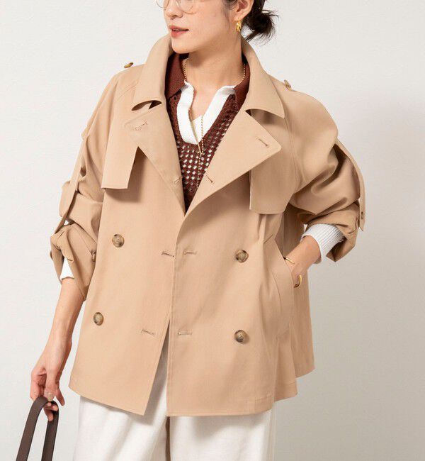 NOLLEY'S「NMPウォッシャブルショートトレンチコート」|ブルゾン・スタジャン|ベージュ