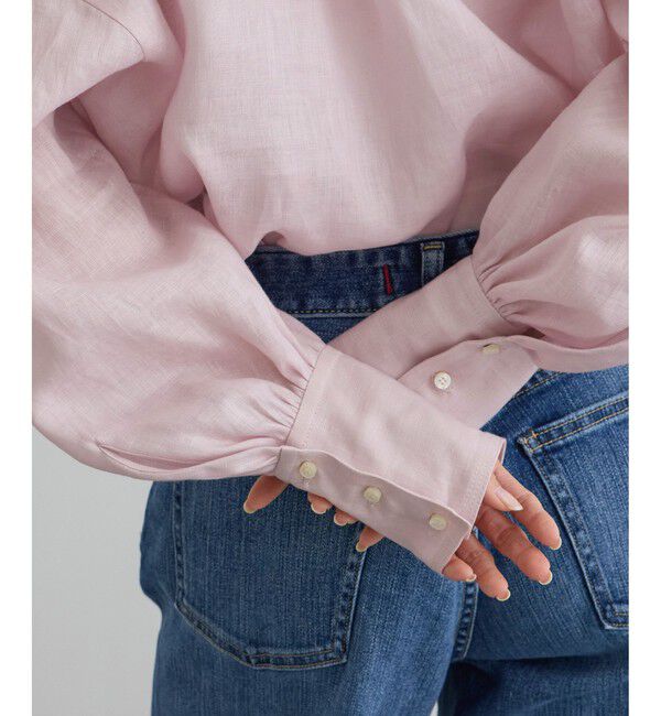 SALON adam et rope'「GENTLE LINEN クロップドギャザーブラウス」|シャツ・ブラウス|