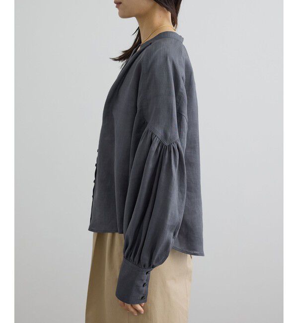 SALON adam et rope'「GENTLE LINEN クロップドギャザーブラウス」|シャツ・ブラウス|