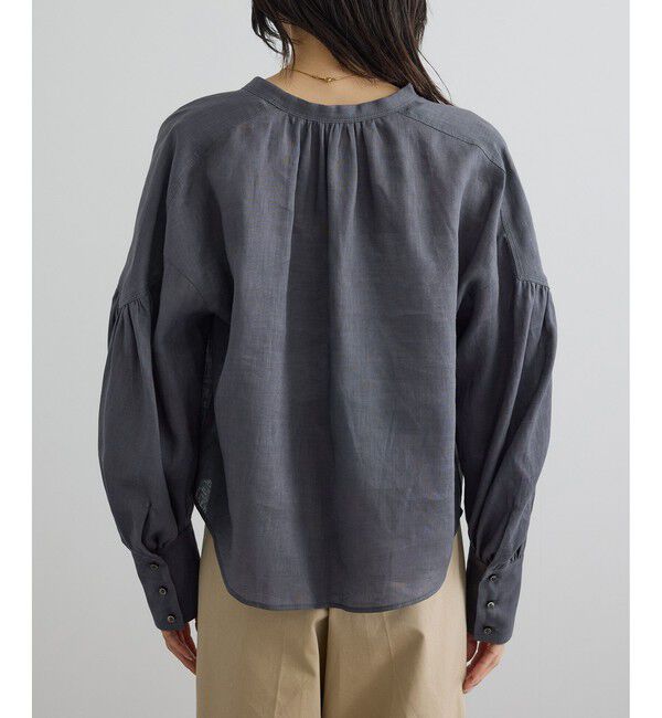 SALON adam et rope'「GENTLE LINEN クロップドギャザーブラウス」|シャツ・ブラウス|