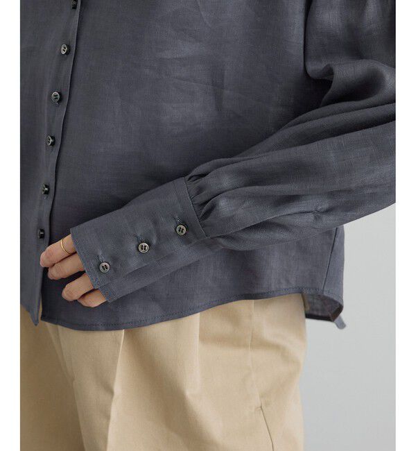 SALON adam et rope'「GENTLE LINEN クロップドギャザーブラウス」|シャツ・ブラウス|