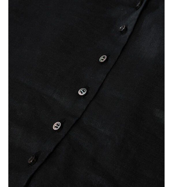 SALON adam et rope'「GENTLE LINEN クロップドギャザーブラウス」|シャツ・ブラウス|