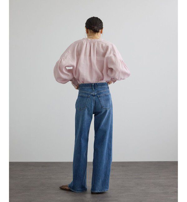 SALON adam et rope'「GENTLE LINEN クロップドギャザーブラウス」|シャツ・ブラウス|