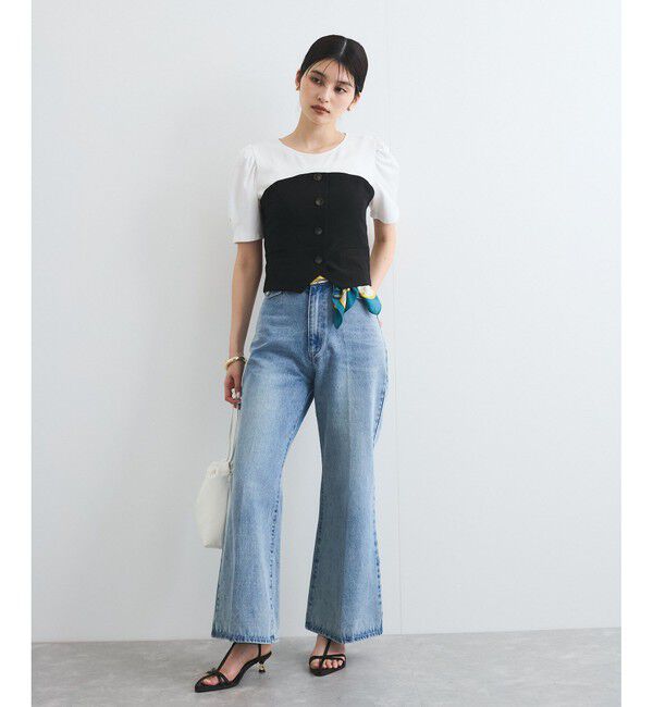 VIS「【新色追加】【美easy】釦ビスチェTシャツドッキングプルオーバー【接触冷感/洗える】」|Tシャツ・カットソー|