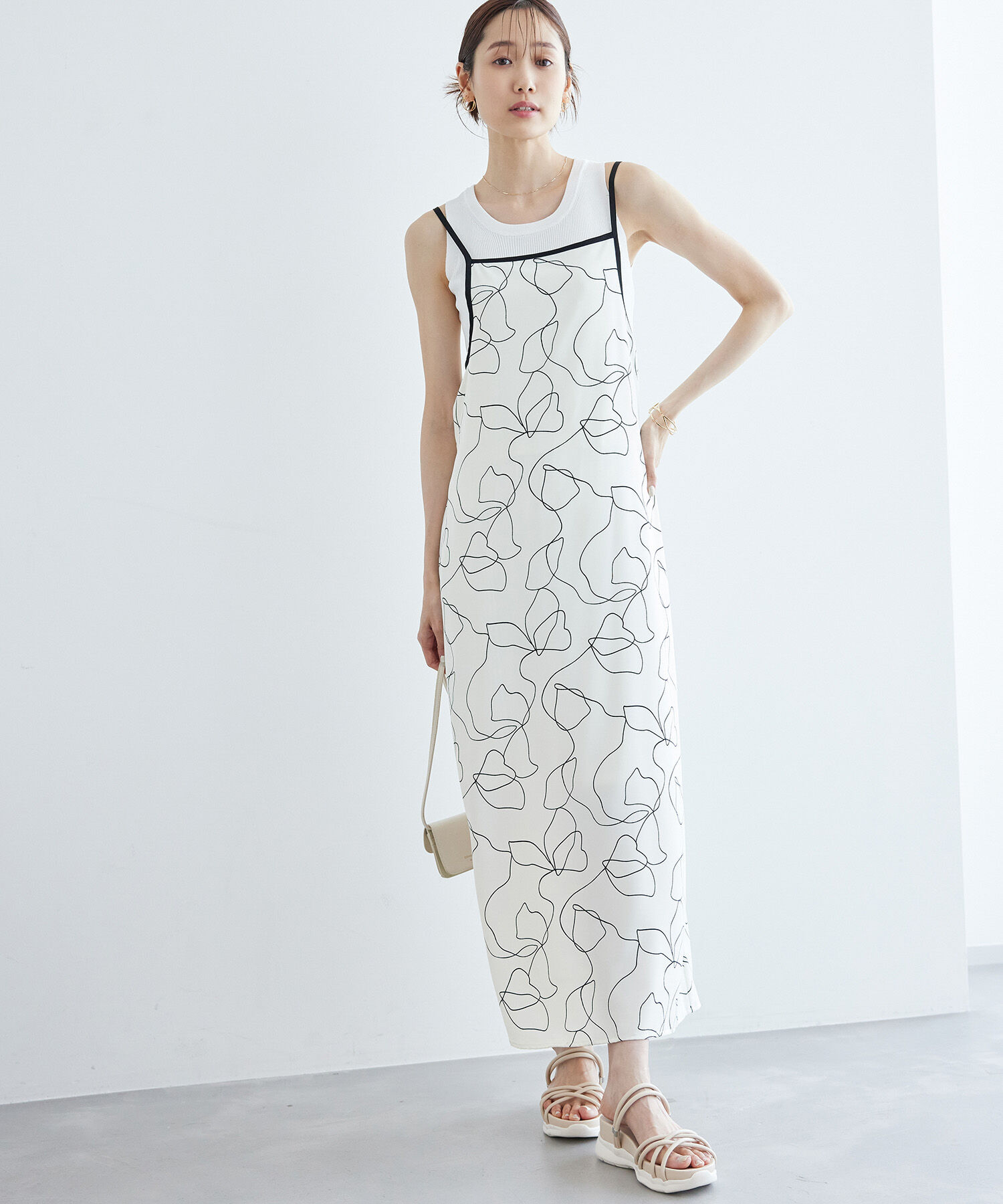 Rope&rsquo;Picnic「線画プリントキャミソールワンピース」|ワンピース|オフホワイト(15)