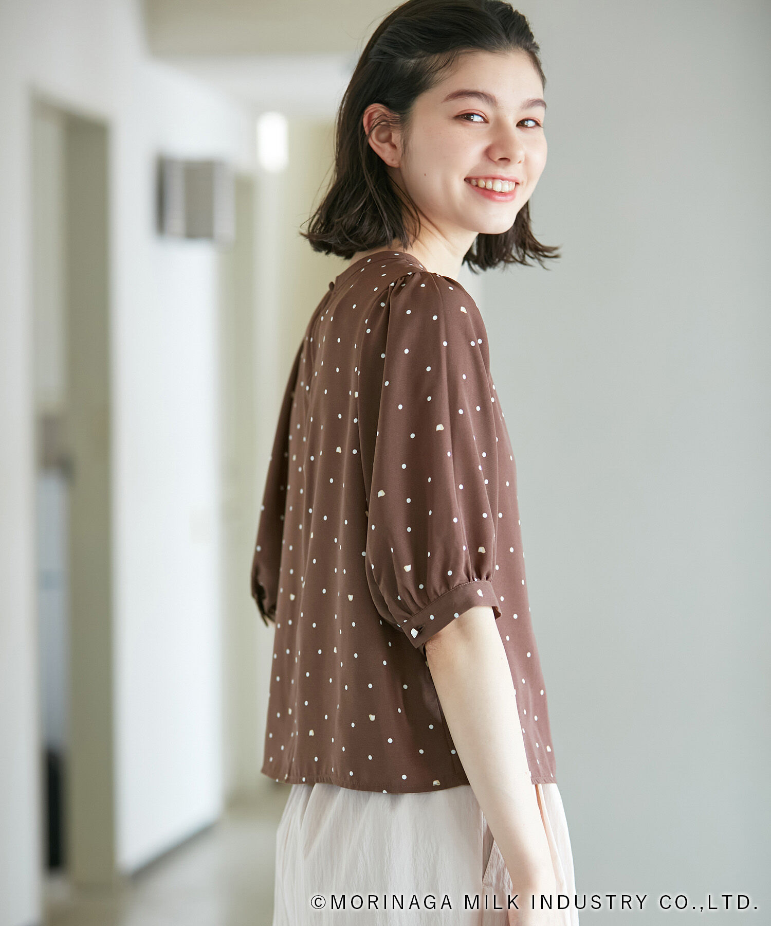 Rope&rsquo;Picnic「【Pino meets ROPE' PICNIC】Pinoドット柄ブラウス」|シャツ・ブラウス|