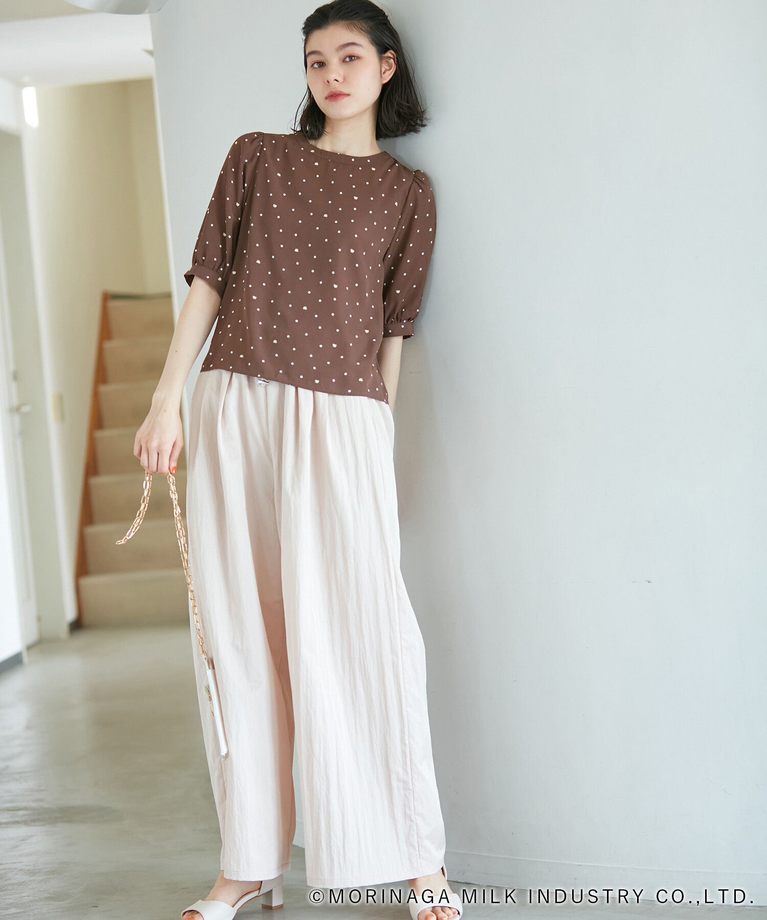 Rope&rsquo;Picnic「【Pino meets ROPE' PICNIC】Pinoドット柄ブラウス」|シャツ・ブラウス|