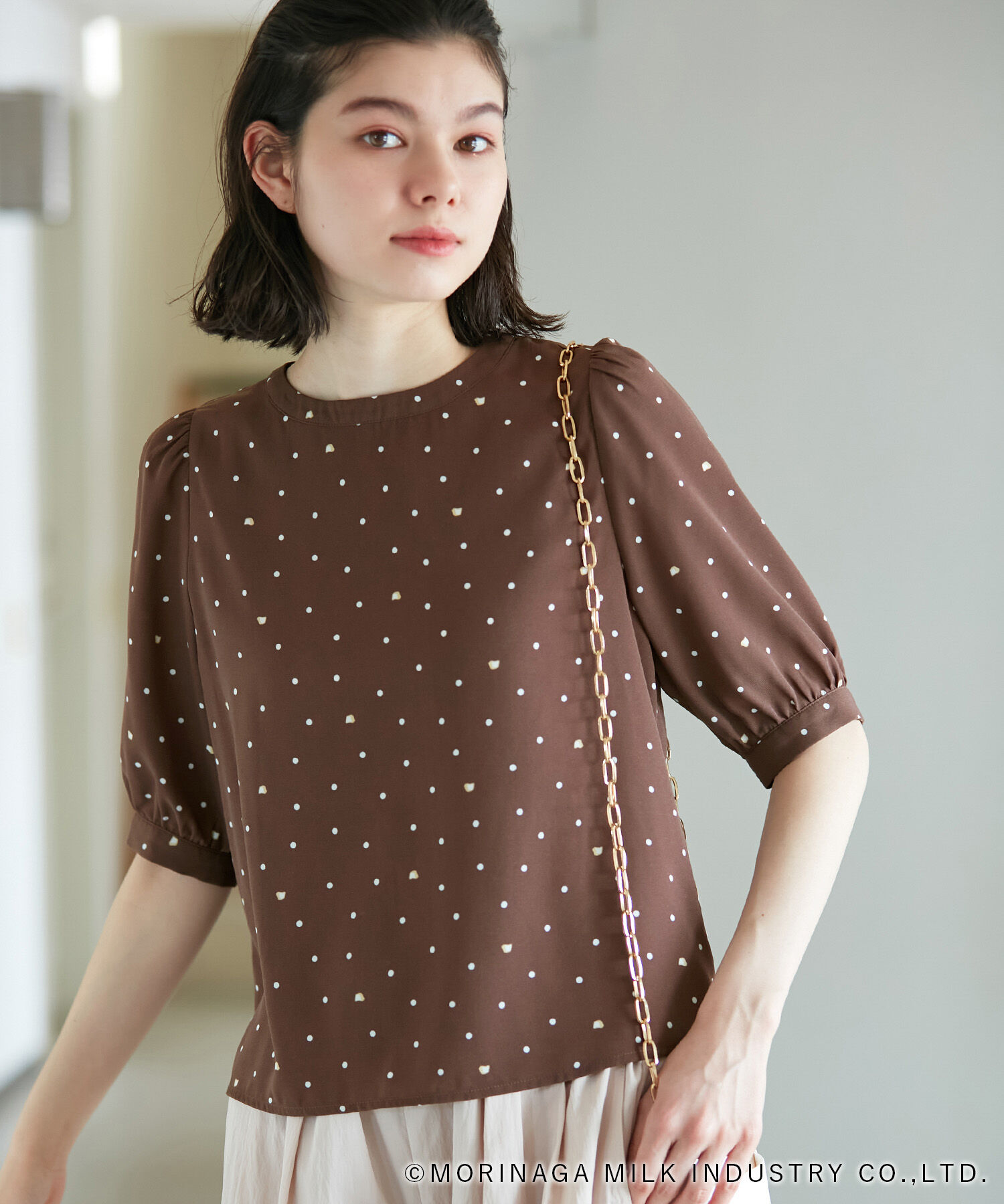 Rope&rsquo;Picnic「【Pino meets ROPE' PICNIC】Pinoドット柄ブラウス」|シャツ・ブラウス|