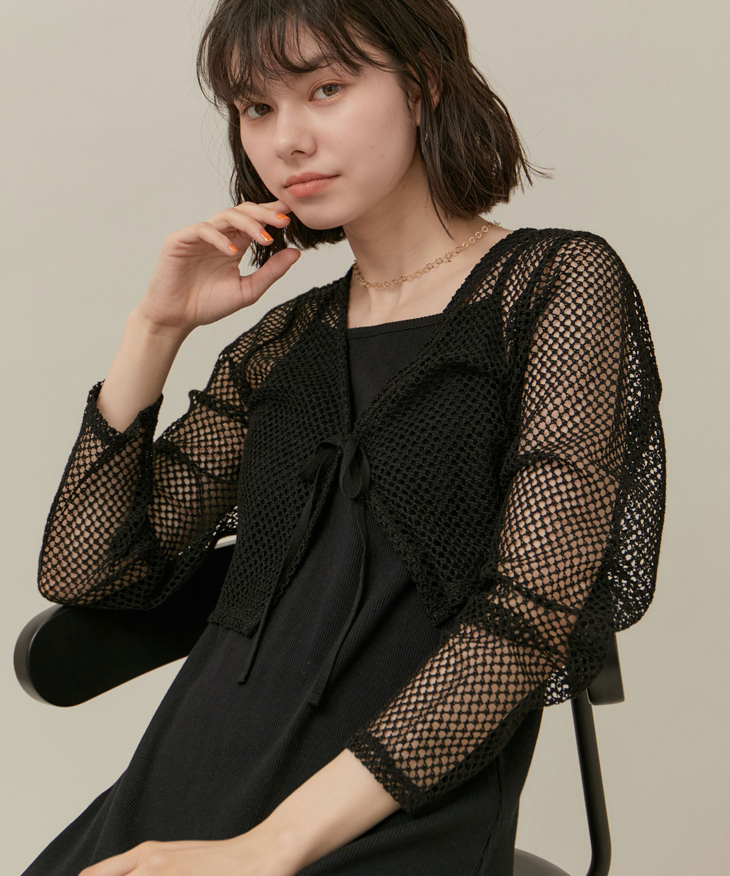 ROPE' PICNIC R「クロップドメッシュカットカーディガン」|カーディガン|