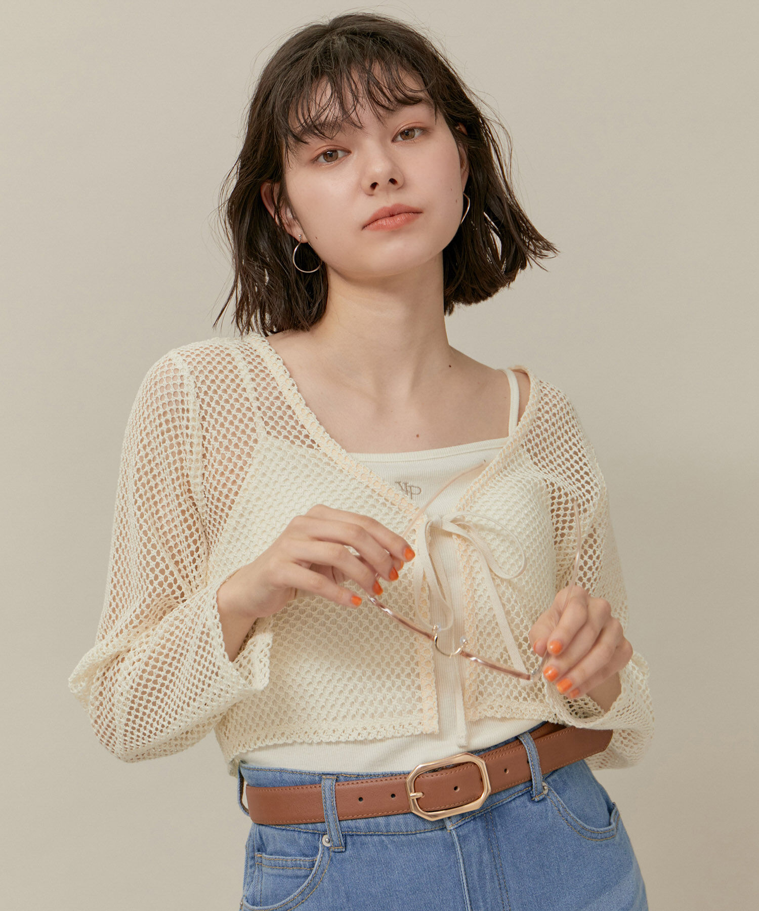 ROPE' PICNIC R「クロップドメッシュカットカーディガン」|カーディガン|