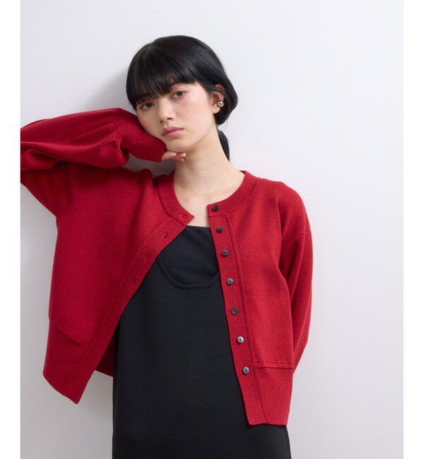 ADAM ET ROPE'「【WEB限定】ラメニットコンパクトカーディガン」|カーディガン|レッド(60)