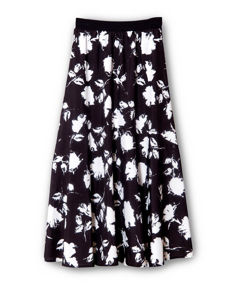  「プリントセミマーメイドスカート」|フレア|