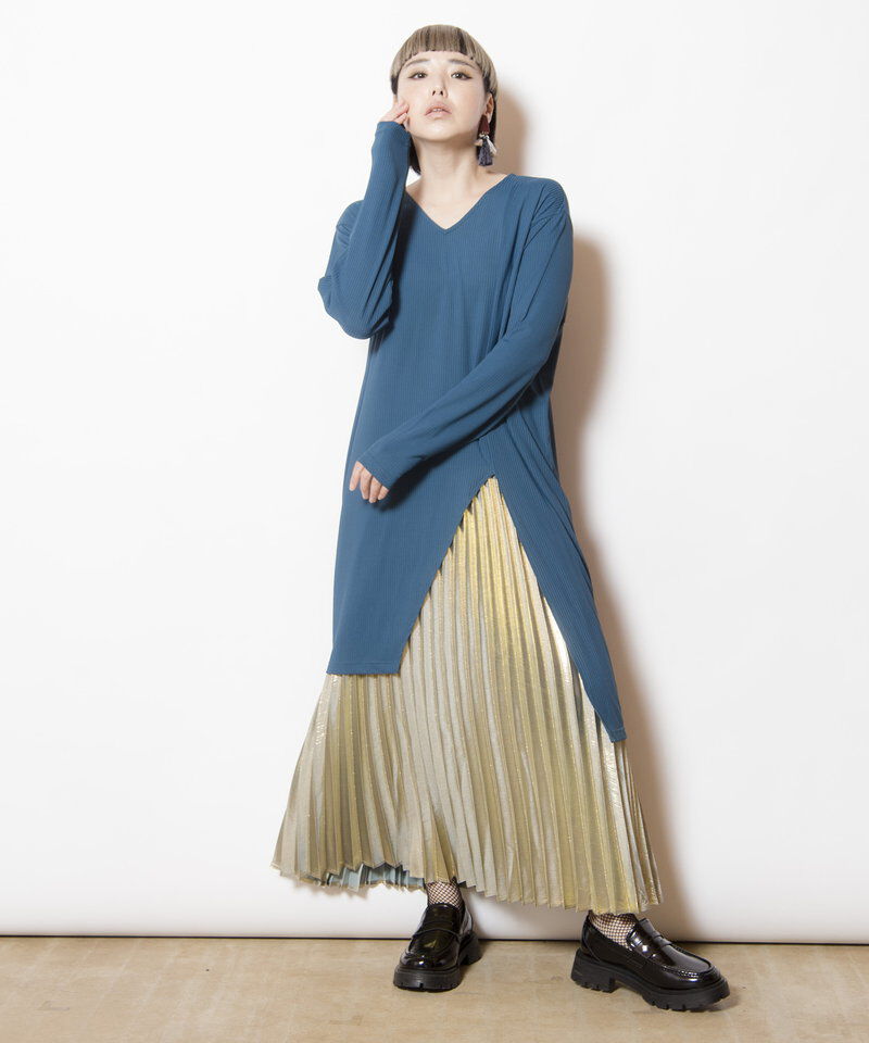  「フォイルコーティングプリーツスカート」|スカート|