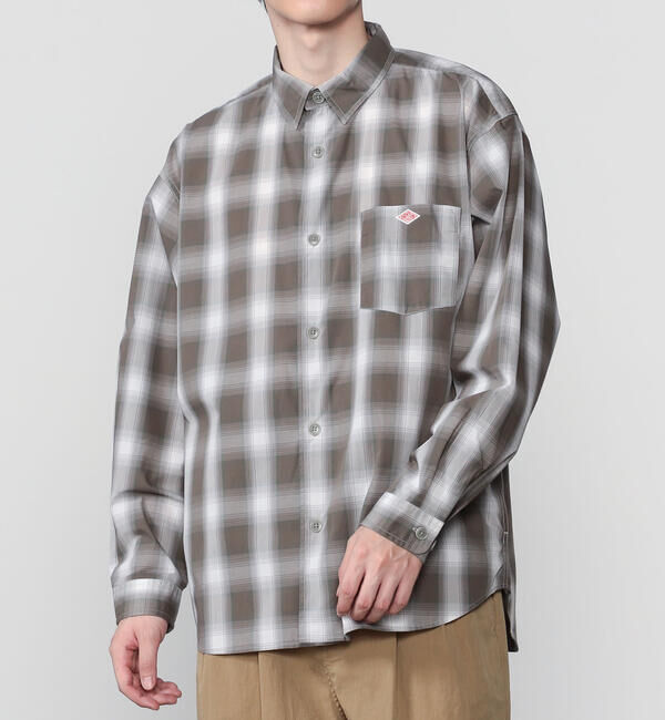 DANTON「DANTON | レギュラーカラー 長袖ワークシャツ MEN」|シャツ・ブラウス|BEIGE系1
