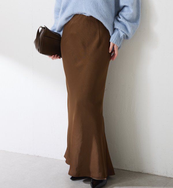  「【IDE監修大きめサイズ/WEB限定リバイバル】サテンマーメイドスカート」|スカート|ブラウン