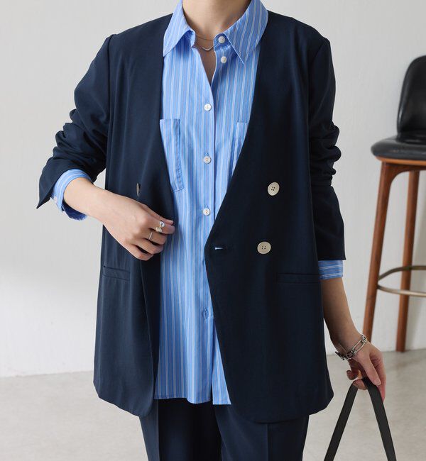  「【リバイバル】ジャージノーカラーダブルジャケット/セレモニー」|スーツ|