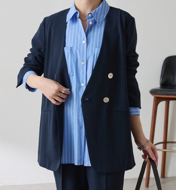  「【リバイバル】ジャージノーカラーダブルジャケット/セレモニー」|スーツ|