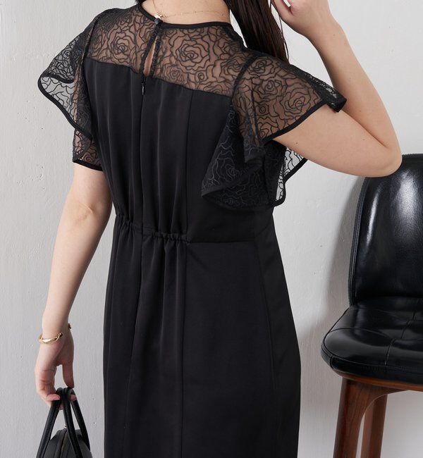  「刺繍レースマットサテンワンピース」|ワンピース|