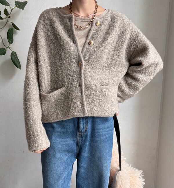  「ループヤーンニットジャケット」|カーディガン|ベージュ