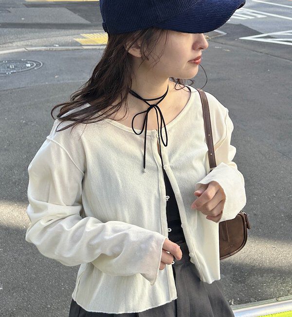  「チュールベロア2WAYカーディガン」|Tシャツ・カットソー|アイボリー