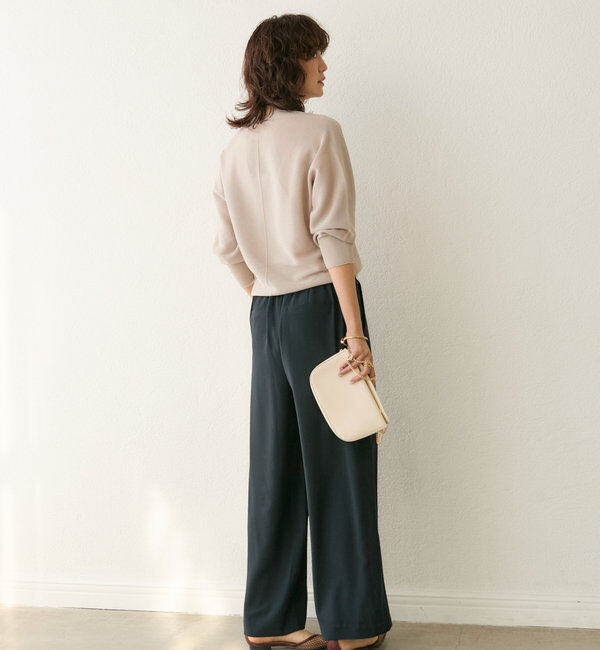  「【ウォッシャブル】【シーズンレスで使える】タックワイドスラックス」|チノ|