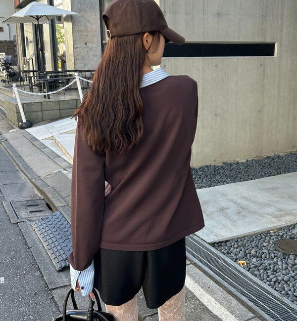  「【＠___s_m17企画】ストライプ付け襟配色ニット」|Tシャツ・カットソー|