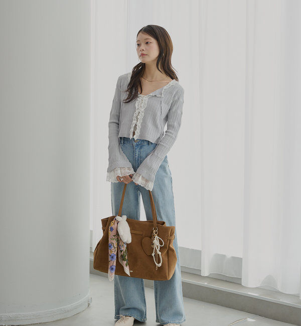  「【5色展開/通勤・通学に◎】チャーム付きベルトデザインBIGトートバッグ」|トートバッグ|