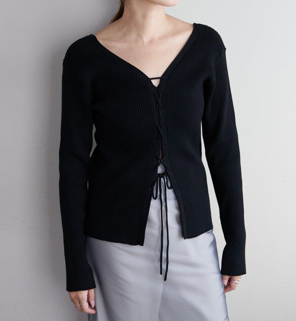  「【前後２WAY仕様】レースアップニット」|パーカー|