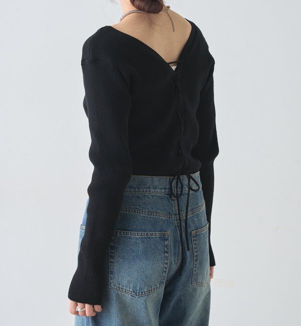  「【前後２WAY仕様】レースアップニット」|パーカー|