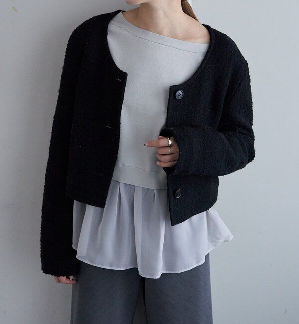  「Uネックショートジャケット」|その他|ブラック