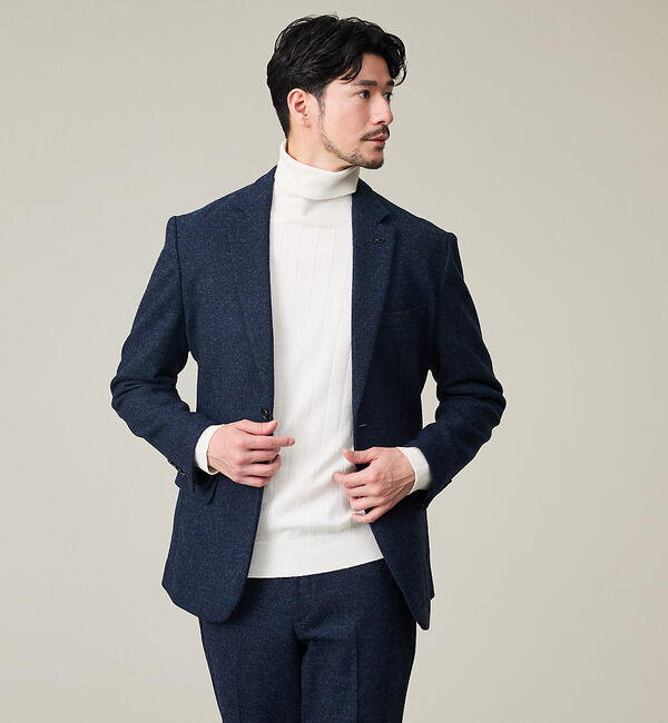 ABAHOUSE「【カシミヤブレンド】ウール ツイルジャケット / セットアップ対応」|テーラードジャケット|ネイビー