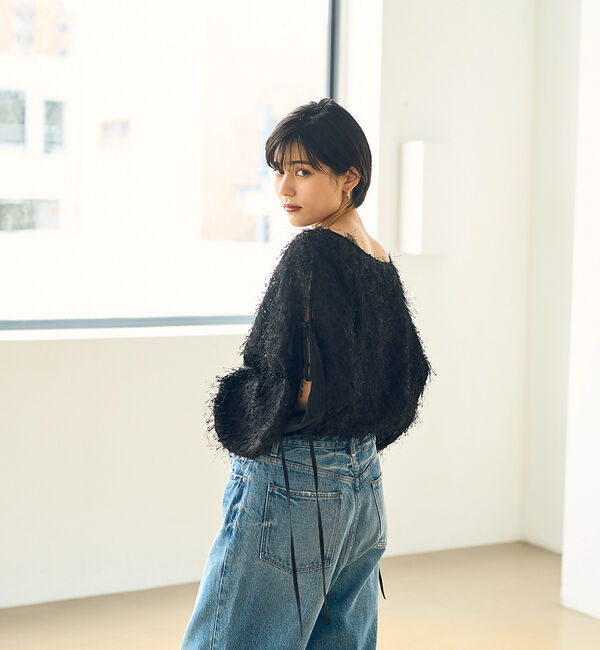 Rouge vif「フェザージャガードスリーブリボンブラウス」|シャツ・ブラウス|