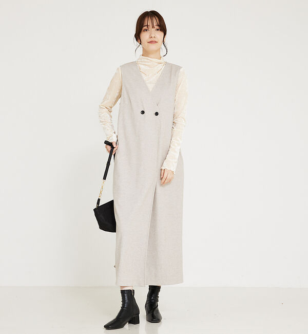 abahouse mavie「【大人のいちまんワンピ】ウォームジャージージレ風ジャンスカ」|ジャンパースカート|