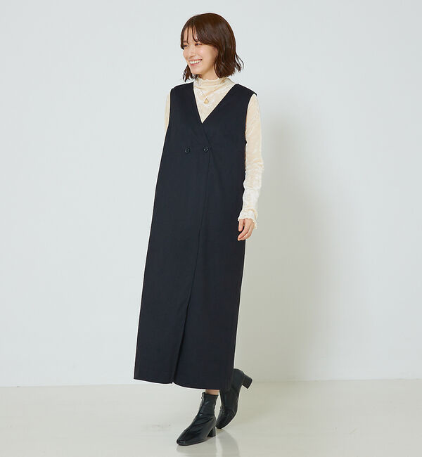 abahouse mavie「【大人のいちまんワンピ】ウォームジャージージレ風ジャンスカ」|ジャンパースカート|