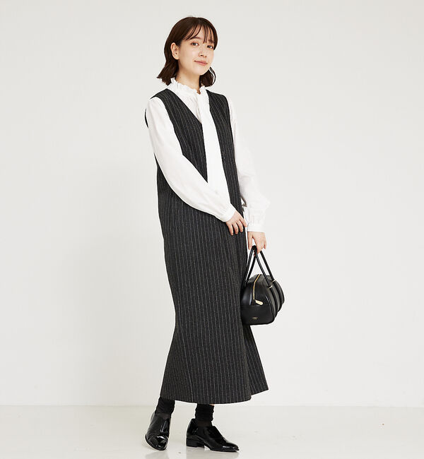 abahouse mavie「【大人のいちまんワンピ】ウォームジャージージレ風ジャンスカ」|ジャンパースカート|