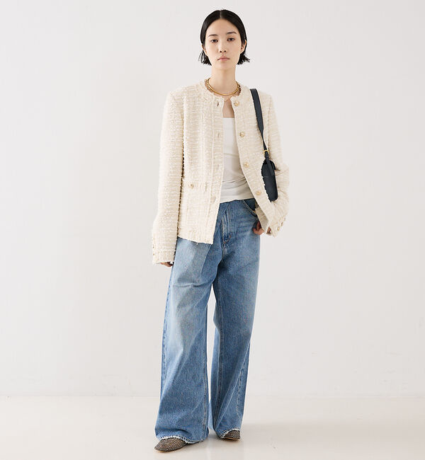 The Store by C' 「【COCUCA】クルーネックツイードジャケット」|ノーカラージャケット|