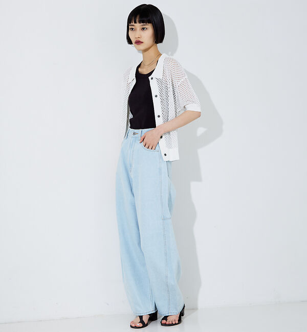 NOMINE「メッシュニットポロカーデ」|ポロシャツ|