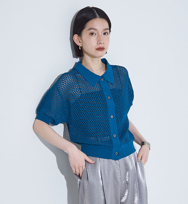 NOMINE「メッシュニットポロカーデ」|ポロシャツ|