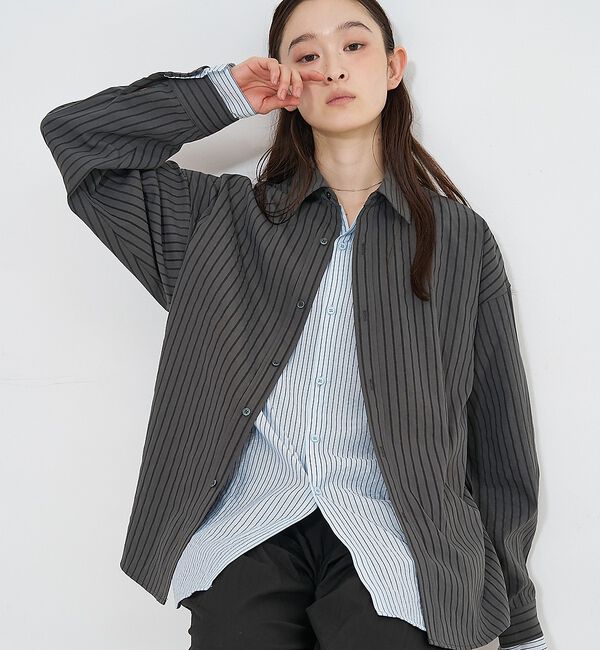 NOMINE「レイヤード シャツ【予約】」|シャツ・ブラウス|チャコールグレー