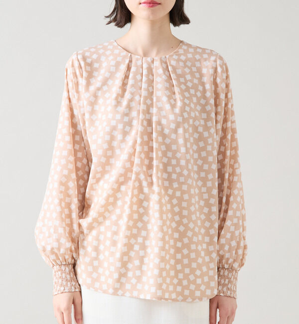 TIARA「ランダムスクエアプリントブラウス」|シャツ・ブラウス|