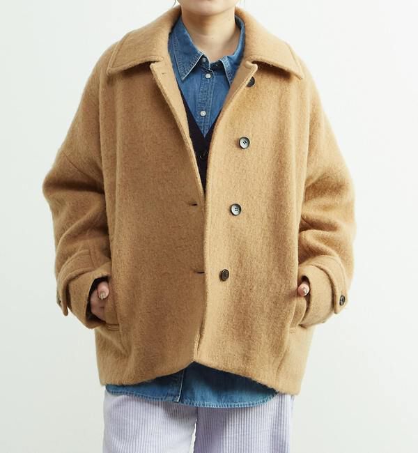 SOFFITTO「モヘヤ混コクーンシャギーコート」|その他|キャメル