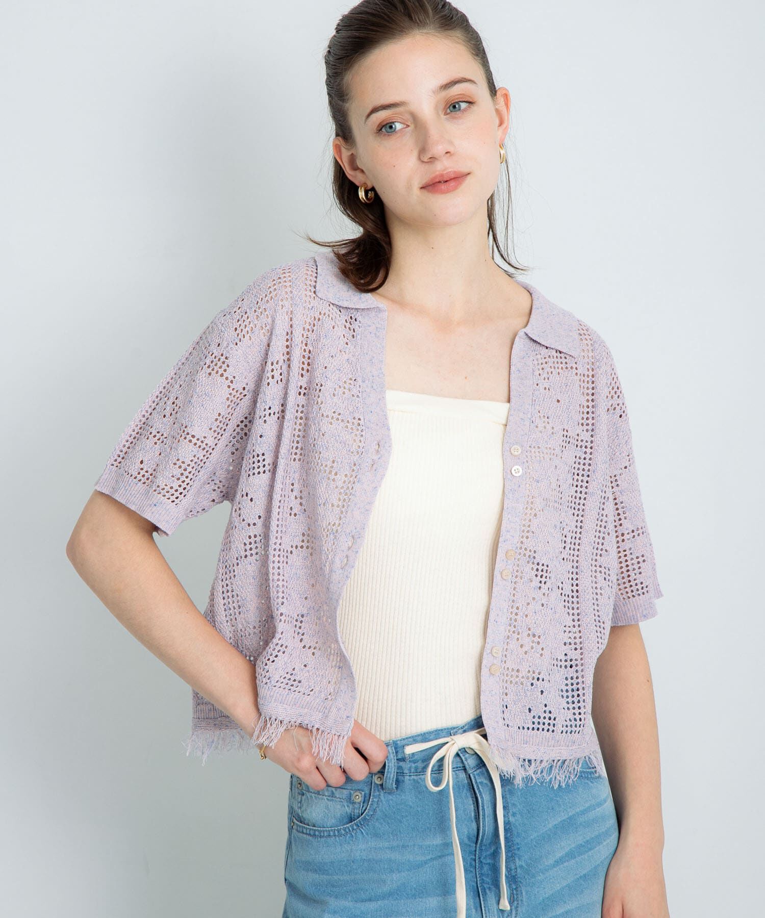 Sonny Label 「フラワーメッシュサマーニットシャツ」|シャツ・ブラウス|