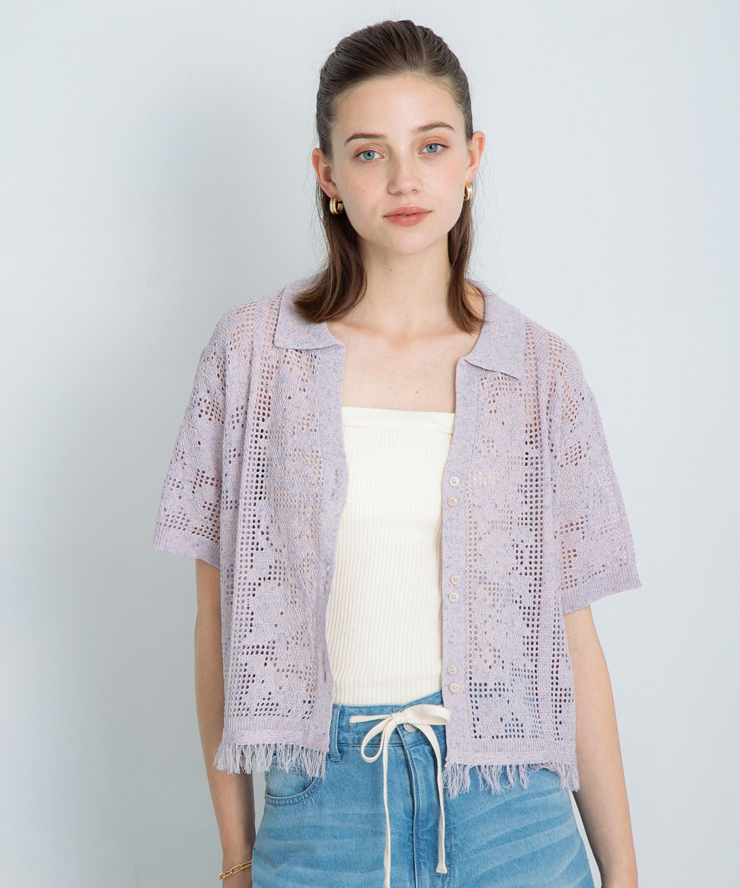 Sonny Label 「フラワーメッシュサマーニットシャツ」|シャツ・ブラウス|