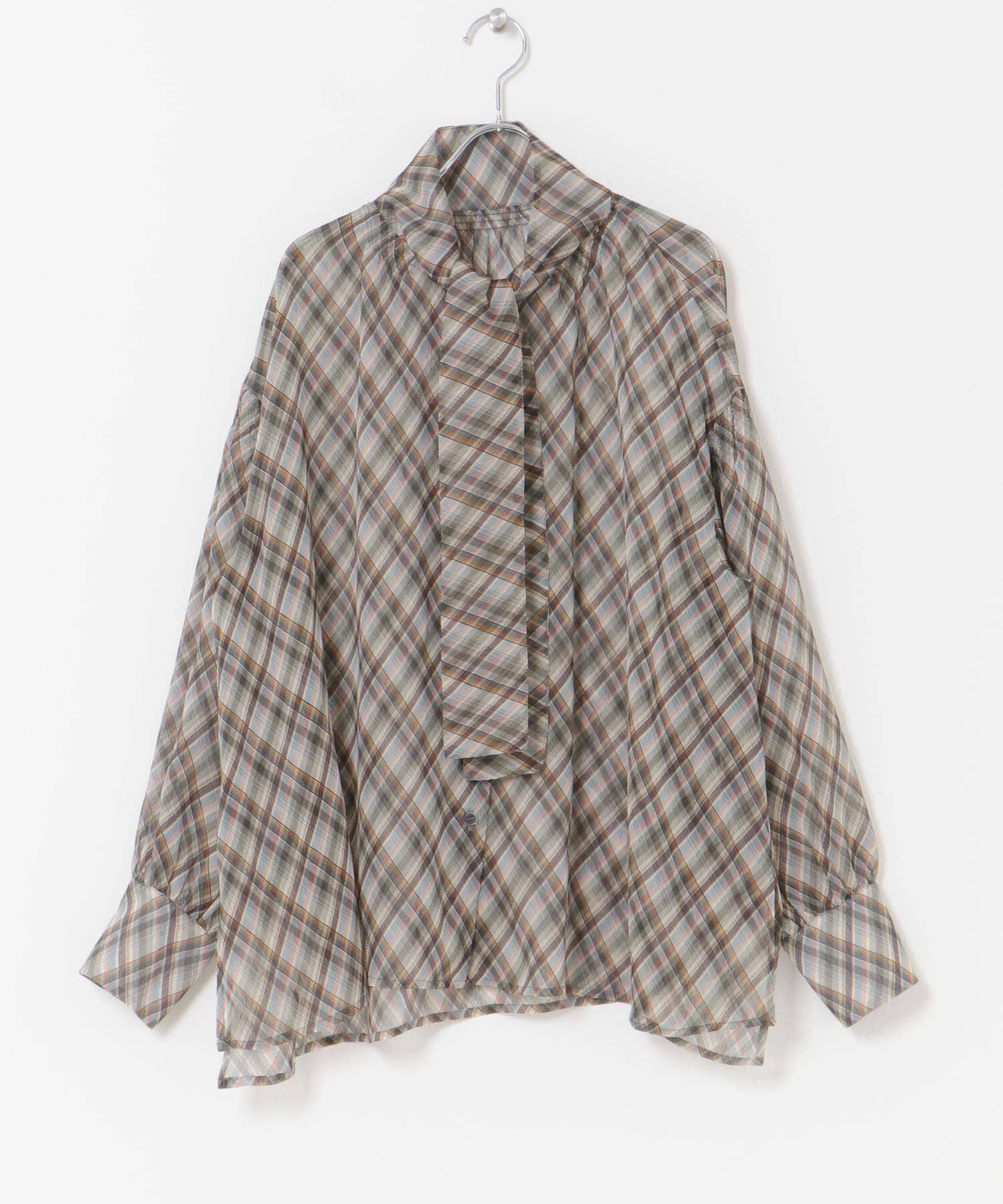 URBAN RESEARCH ROSSO「チェックボウタイボリュームブラウス」|シャツ・ブラウス|