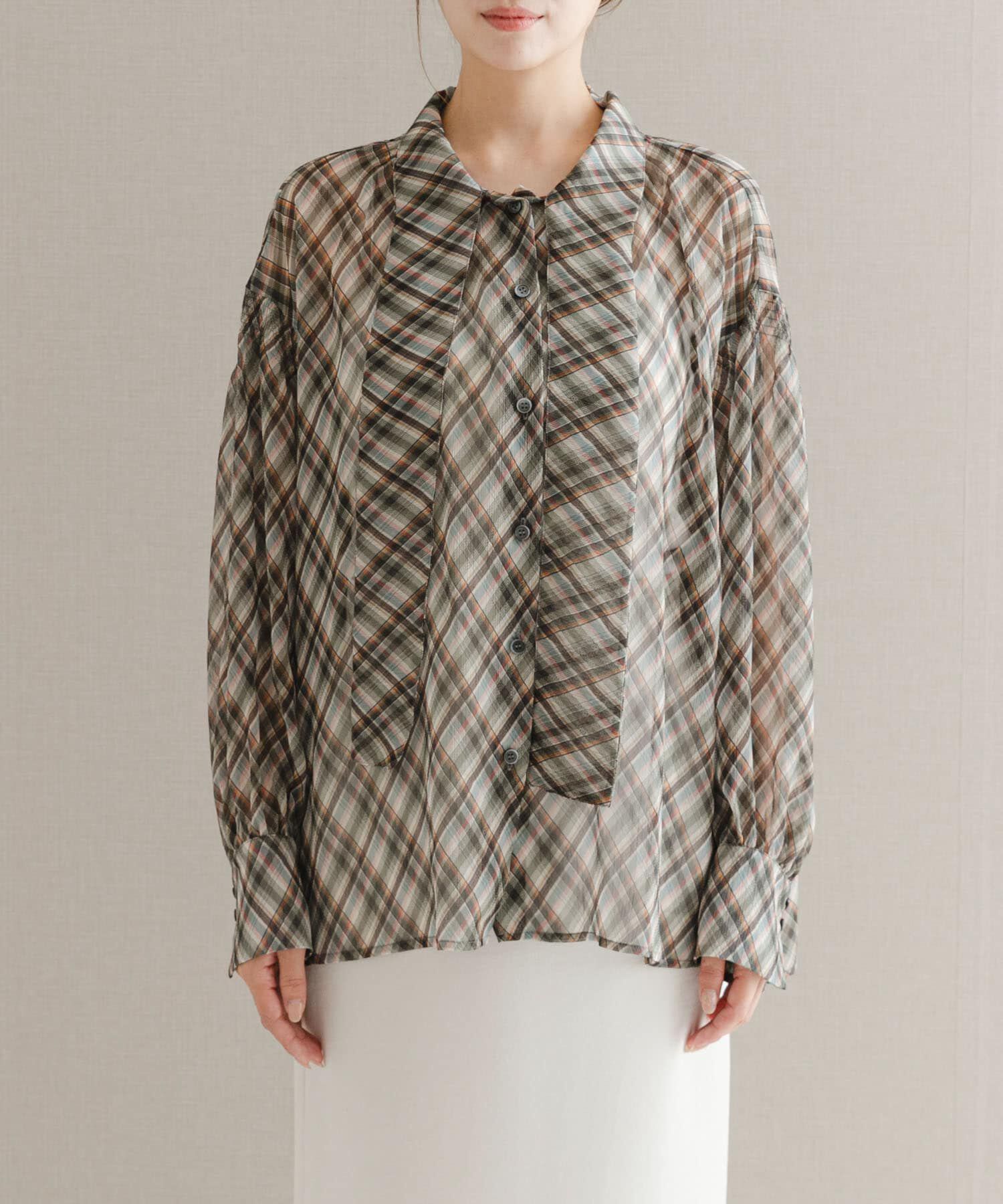URBAN RESEARCH ROSSO「チェックボウタイボリュームブラウス」|シャツ・ブラウス|