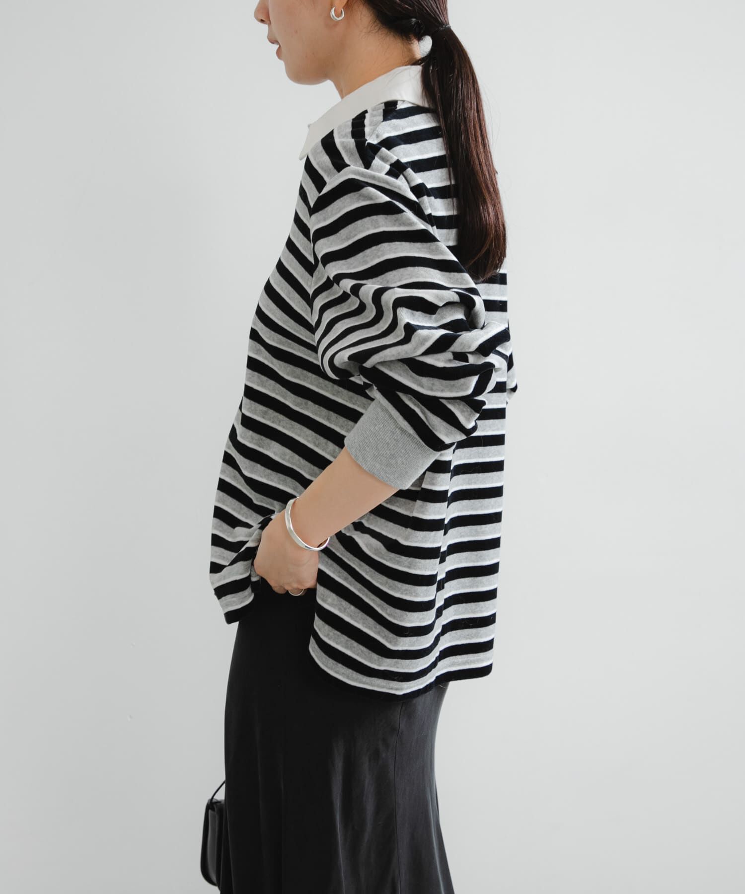 URBAN RESEARCH「『UR TECH』ベロアボーダーラガーシャツ」|Tシャツ・カットソー|