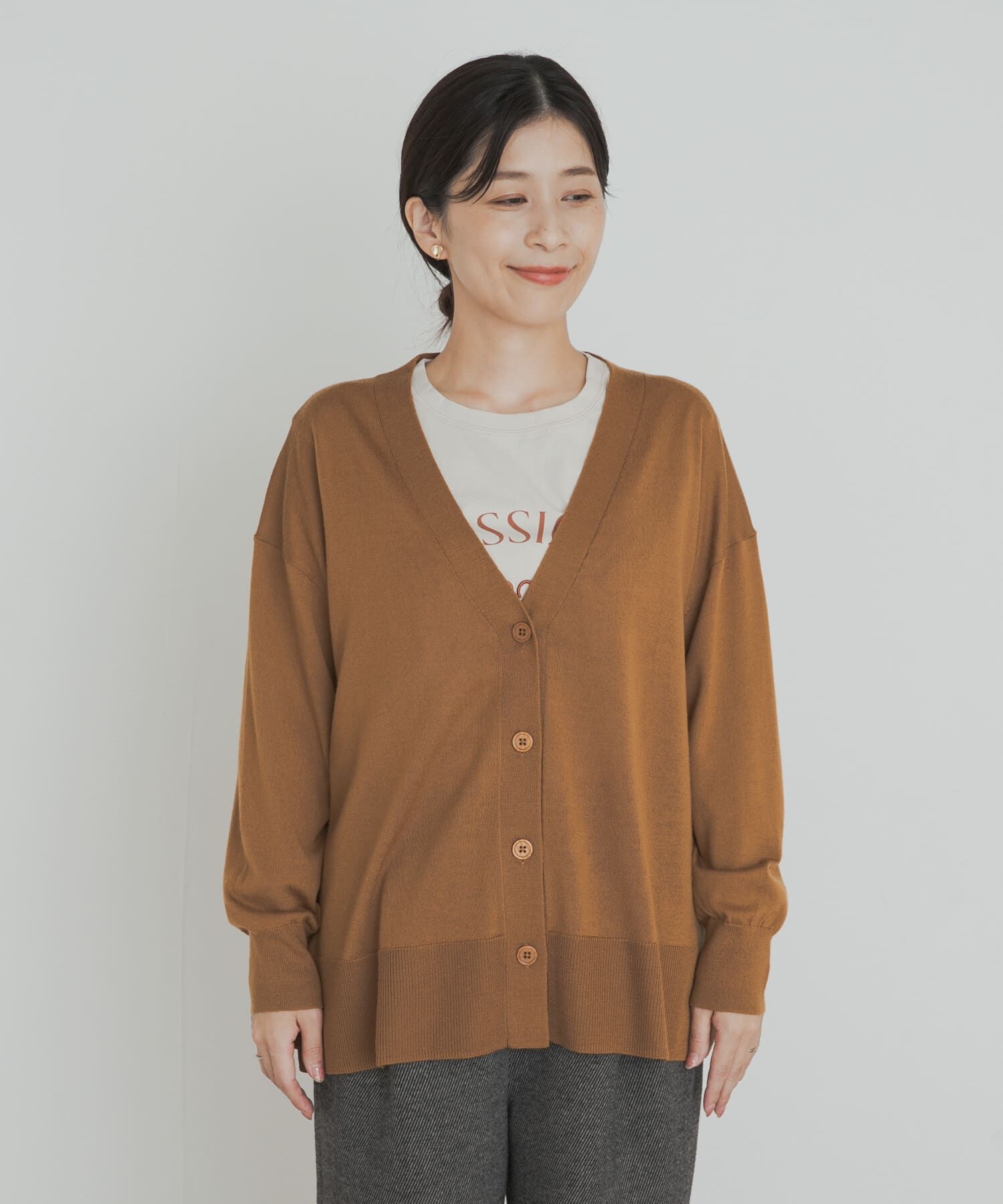 URBAN RESEARCH DOORS「ウォッシャブルウールVネックワイドカーディガン」|カーディガン|